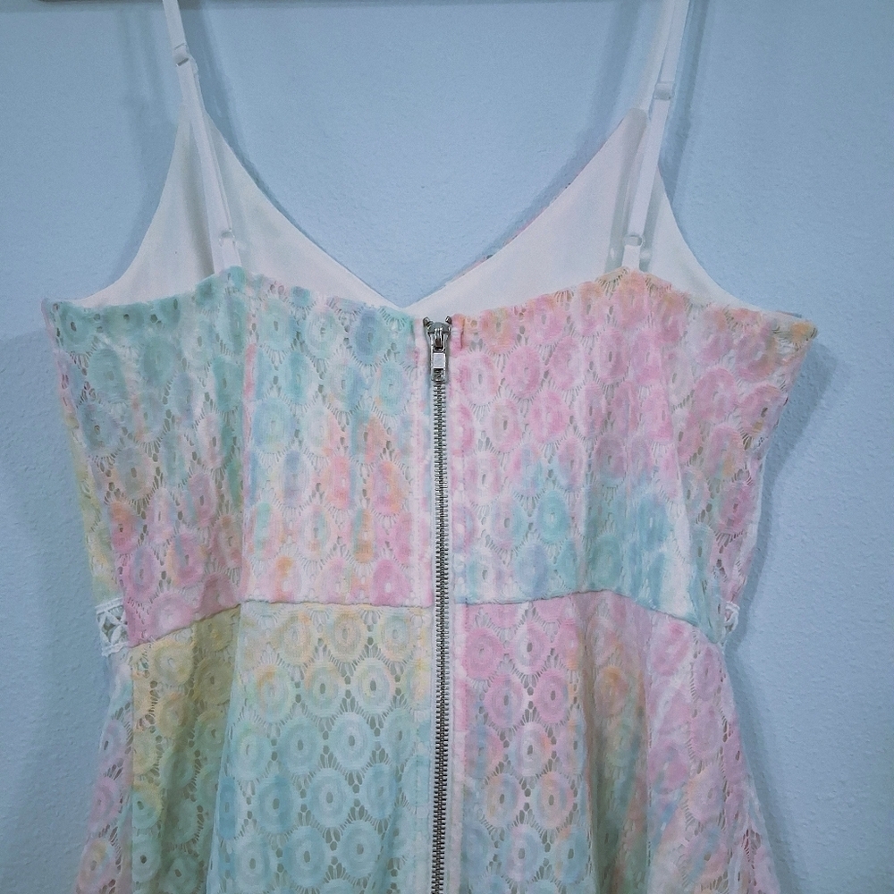 Pastel Fairy Dress Rainbow Lace Adjustable Straps Lined Zipper Back Pink Blue XL - Picture 6 of 13